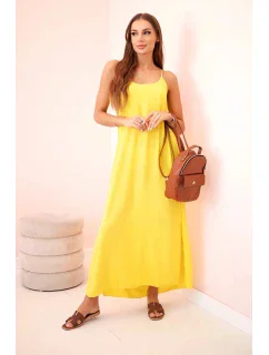 Dlouhé šaty bez ramínek žlutý