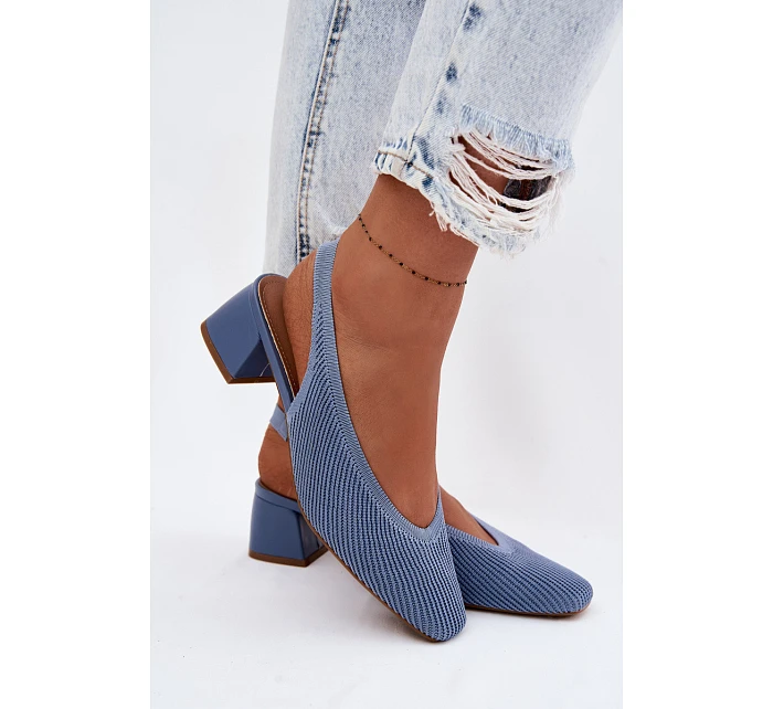 Materiálové dámské sandály na podpatku Modré Marcellé
