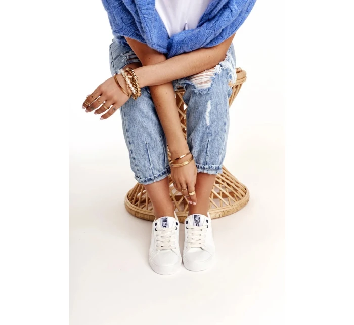 Dámské módní tenisky Big Star - bílá/tmavě modrá Dámské módní tenisky Big Star - bílá/tmavě modrá