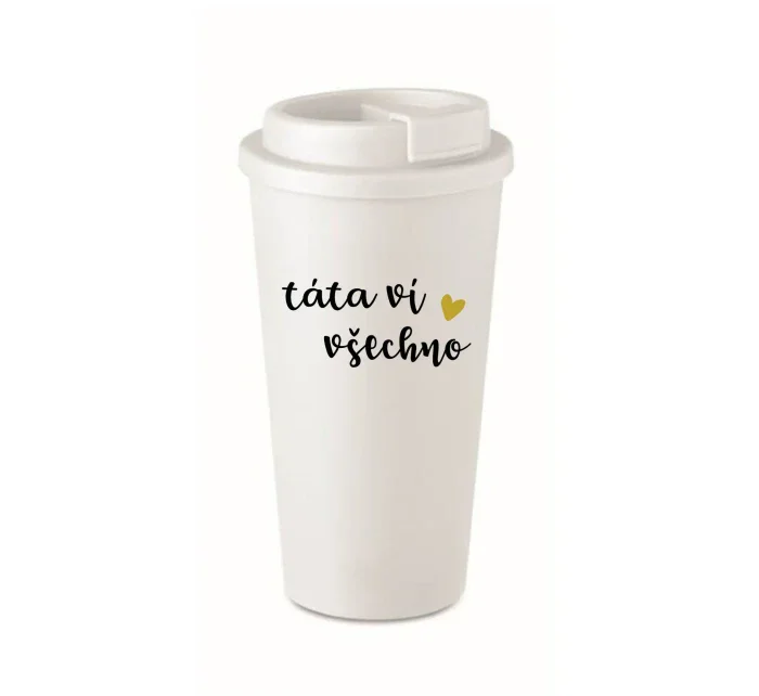 TÁTA VÍ VŠECHNO - bílý termohrnek 475 ml