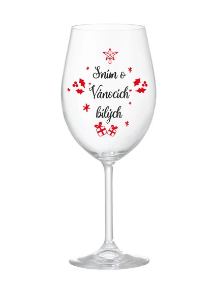 SNÍM O VÁNOCÍCH BÍLÝCH - čirá sklenice na víno 350 ml SNÍM O VÁNOCÍCH BÍLÝCH - čirá sklenice na víno 350 ml