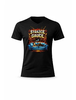 Pánské bavlněné tričko s potiskem - STRÁŽCE GAUČE - černé