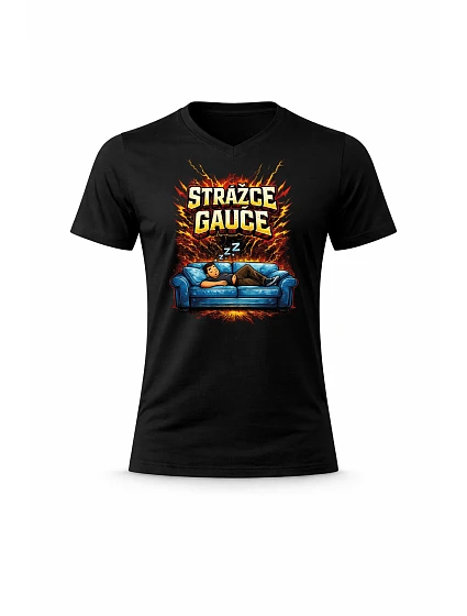 Pánské bavlněné tričko s potiskem - STRÁŽCE GAUČE - černé Pánské bavlněné tričko s potiskem - STRÁŽCE GAUČE - černé