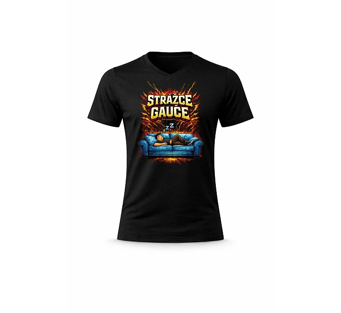 Pánské bavlněné tričko s potiskem - STRÁŽCE GAUČE - černé Pánské bavlněné tričko s potiskem - STRÁŽCE GAUČE - černé