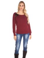 Trendy KouCla Oversize sweater with lacing