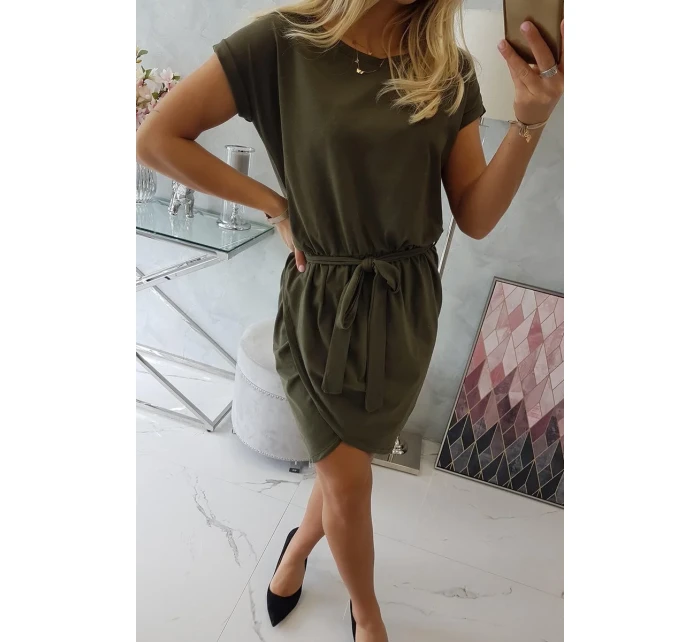 Šaty s obálkovým spodním dílem v barvě khaki