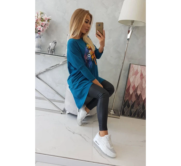 Oversize halenka s potiskem duhových rtů marine