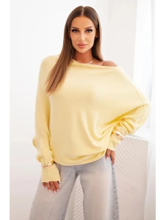 Dámský asymetrický viskózový svetr typu model 21301117 žlutý - K-Fashion