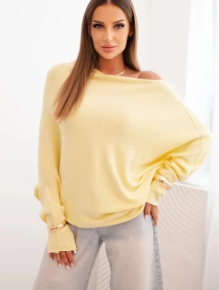 Dámský asymetrický viskózový svetr typu model 21301117 žlutý - K-Fashion