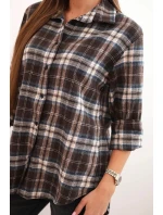 Dámská bavlněná košile s delším zadním dílem hnědá