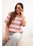 Svetr dámský pruhovaný s límečkem a krátkým rukávem fango Svetr dámský pruhovaný s límečkem a krátkým rukávem fango