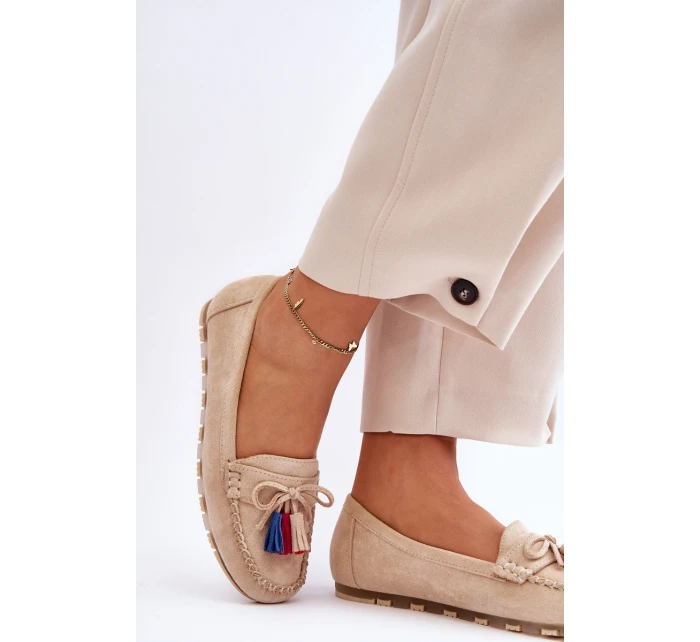 Semišové Mokasíny S Mašlí A Béžove model 21623151 - Boto