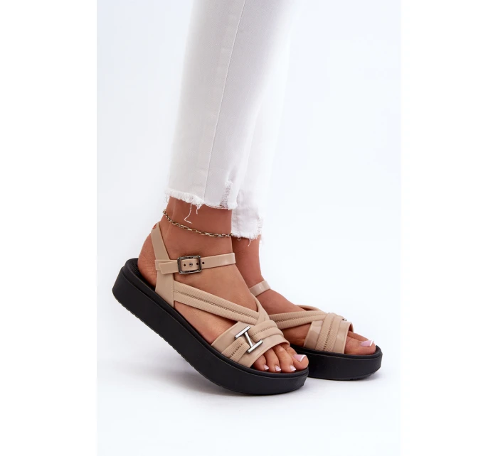 dámské sandály na platformě  béžové model 21661896 - Zaxy