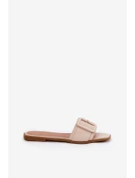 Ploché Dámské Sandály Eko Kožené S Přezkou Béžové model 21689397 - Boto Ploché Dámské Sandály Eko Kožené S Přezkou Béžové model 21689397 - Boto