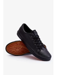 Pánské kožené klasické šněrovací tenisky Černé Hank
