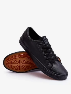 Pánské kožené klasické šněrovací tenisky Černé Hank