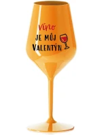 VÍNO JE MŮJ VALENTÝN - oranžová nerozbitná sklenice na víno 470 ml VÍNO JE MŮJ VALENTÝN - oranžová nerozbitná sklenice na víno 470 ml
