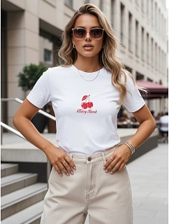 Koszulka damska bawełniana z nadrukiem biała model 22267732 - FashionStreet
