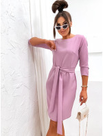 Klasické růžové šaty s páskem pro zavazování (701)