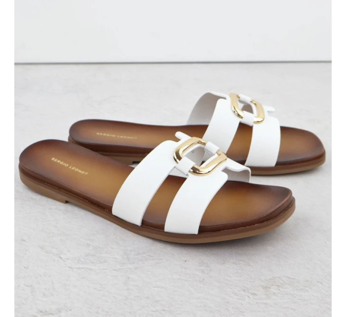 Dámské žabky s ornamentem bílé Sergio Leone SK077H