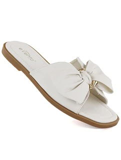 Dámské ploché žabky s mašlí bílé eVento 5479