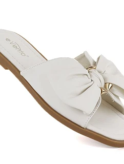 Dámské ploché žabky s mašlí bílé model 22116414 - EVENTO