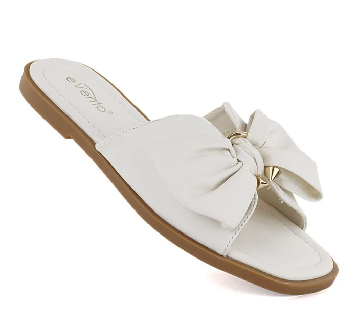 Dámské ploché žabky s mašlí bílé eVento 5479