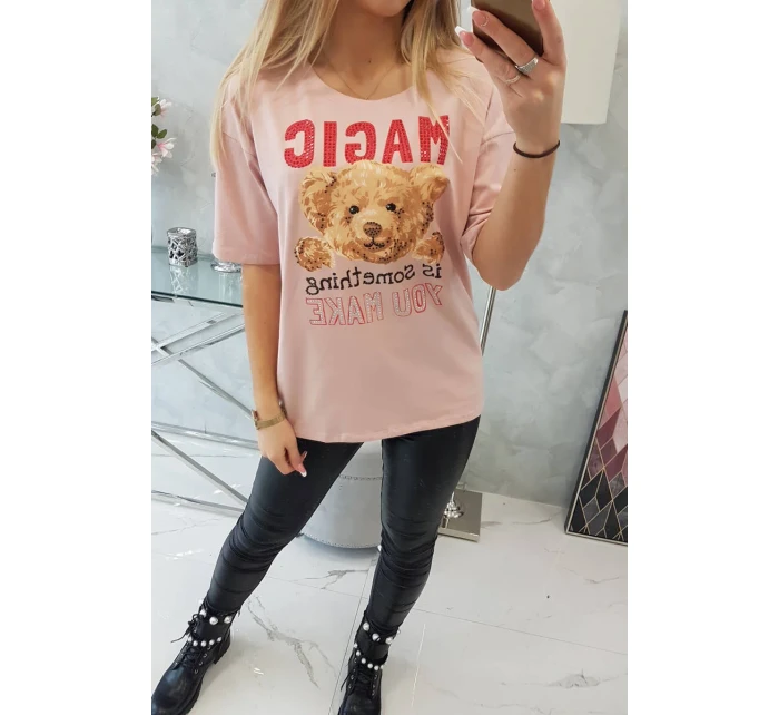 Halenka s potiskem Magic dark powder pink