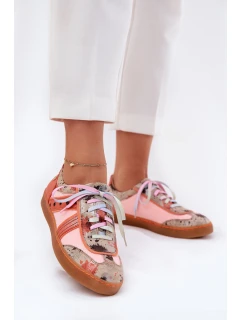 Dámské Kožené Tenisky model 21692651 Oranžové - Maciejka