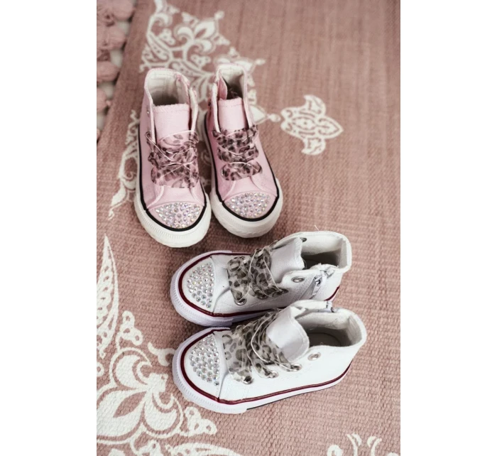 Dětské Tenisky Se Zirkony Bílé Smile