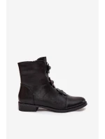 Dámské botky Pravienne – zateplené, na plochém podpatku, s květinovou ozdobou, černé Dámské botky Pravienne – zateplené, na plochém podpatku, s květinovou ozdobou, černé