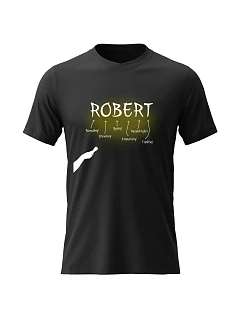Pánské bavlněné tričko s potiskem - VLASTNOSTI - ROBERT - černé