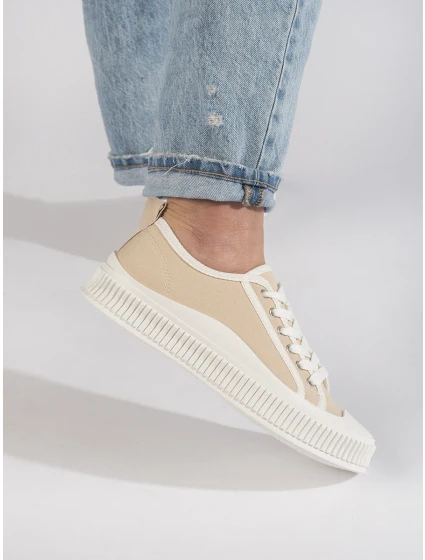 Moderní hnědé dámské  tenisky bez podpatku