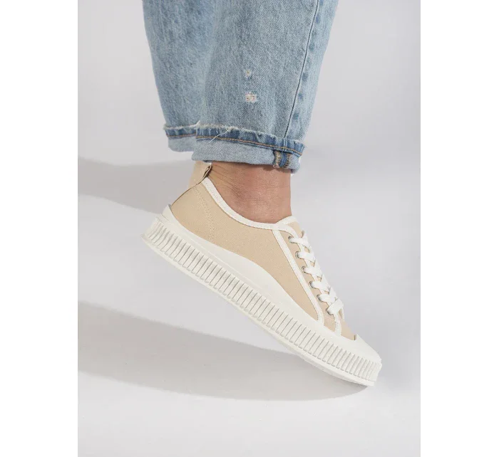 Moderní hnědé dámské  tenisky bez podpatku