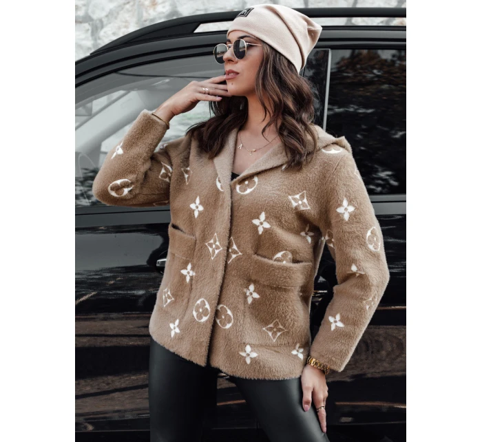 FORTY dámská bunda z alpaky s kapucí světle hnědá FashionStreet NY0688