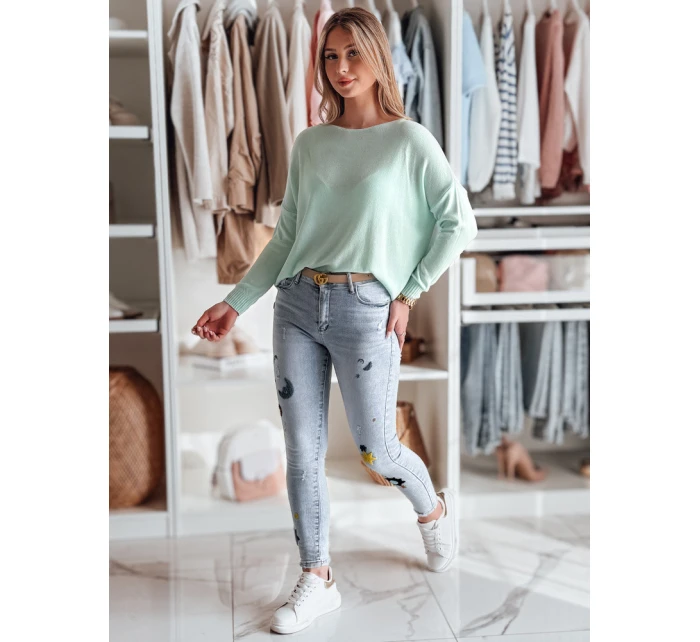 Dámské džíny skinny kalhoty s výšivkou MOONAIR modré FashionStreet UY2453