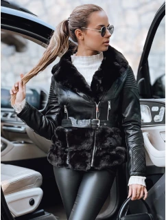 Dámská kožená bunda ramones s kožešinou černá model 21993392 - FashionStreet