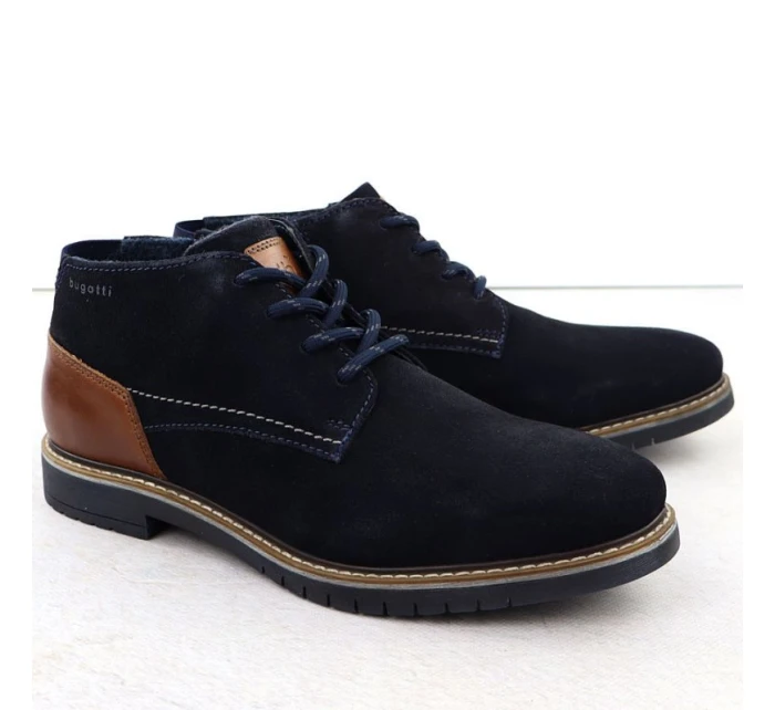 Pánské semišové kožené boty tmavě modré model 21906024 - Bugatti