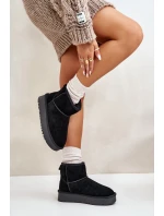 Dámské semišové zimní boty na platformě nad kotníky černé Rianaella