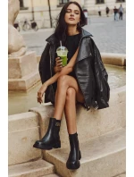 Dámské kotníkové boty se zlatým detailem zateplené černé model 21710118 - Boto