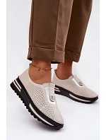 Dámské pohodlné boty z pravé kůže S.Barski LR61-7092 Béžové