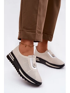 Dámské pohodlné boty z pravé kůže S.Barski LR61-7092 Béžové