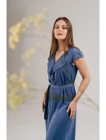 model 21154812 Šaty bez rukávů s volánkovým výstřihem modré - STYLOVE