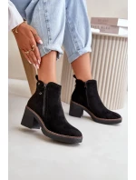 Zateplené Dámské Kotníkové Boty Na Podpatku Z Eko Semiše Černé Velarilla Zateplené Dámské Kotníkové Boty Na Podpatku Z Eko Semiše Černé Velarilla