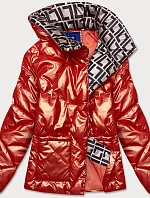 Oranžová dámská bunda s leskem (OMDL-023)