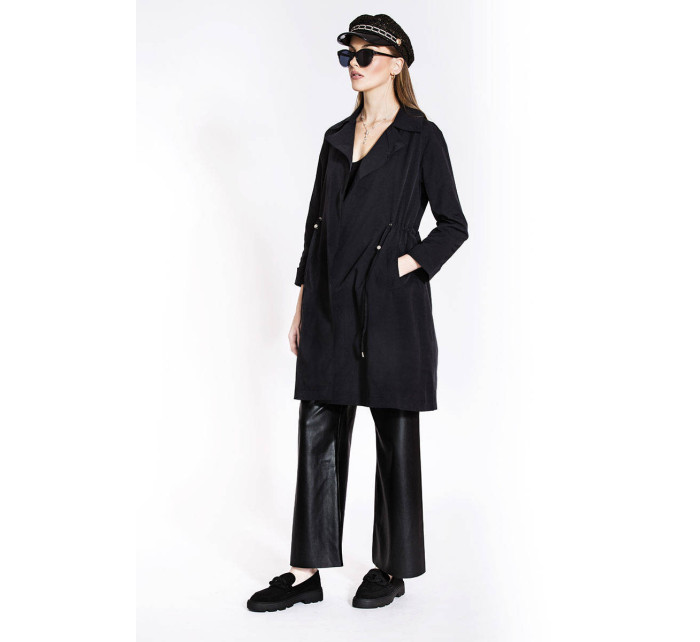 Tenký černý dámský kabát model 17019382 - Ann Gissy