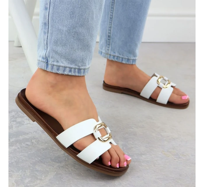 Dámské žabky s ornamentem bílé Sergio Leone SK077H