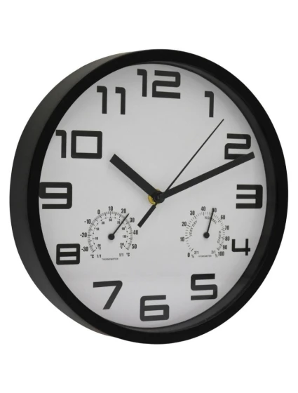 NÁSTĚNNÉ HODINY 25CM S TEPLOMĚREM BÍLÉ