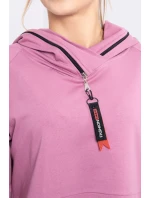 Tmavě růžová tunika na zip s kapucí Oversize