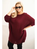 Dámský svetr Plus Size s model 21397613 pončo bordový - K-Fashion Dámský svetr Plus Size s model 21397613 pončo bordový - K-Fashion